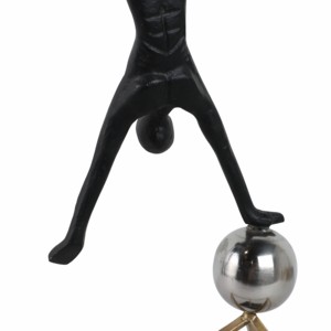 Statuetta scultorea in metallo di ginnasta su palla e cubo per decorare la casa, l'ufficio o la scrivania - Product Image 5