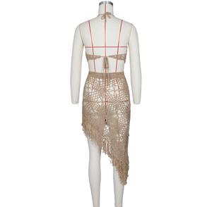 NUOVO ARRIVO Gonna all'Uncinetto con Frange Due Pezzi Abbigliamento da Spiaggia Abito in Cotone - Product Image 3