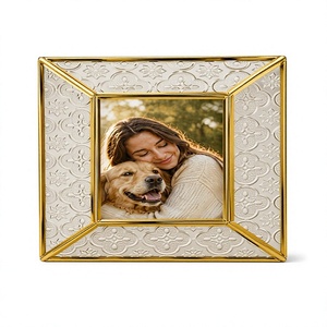 Elegant <b>Gold</b> Plated Metal Photo <b>Frame</b> with Embossed Design for Home Decor - Product Image 1