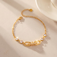 Collier et bracelet en acier inoxydable doré Novirassine pour femme, bijoux à maillons trombone en zircon, approvisionnement mondial