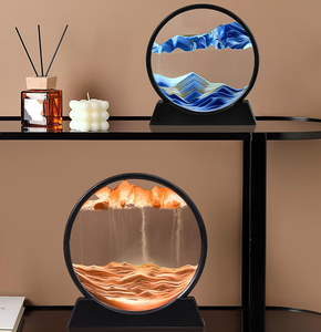 Cadre décoratif de bureau en gros, art de sable marin profond, tableau d'art de sable en mouvement, art de sable 3D en verre rond, paysage marin profond - Product Image 3