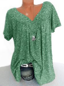 Blus Wanita Lengan Pendek Model Longgar Motif Bunga Kerah V Atasan Musim Panas Kaos Nyaman untuk Wanita - Product Image 2