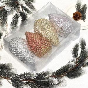Adornos Navideños de Piñas de Pino de Plástico Brillante de Lujo, Piñas Grandes para Decoración de Árboles de Navidad, Coronas y Guirnaldas - Product Image 2