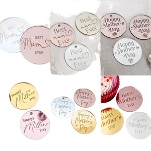 Honey And Sweetness Mother's Day <b>Acrylic</b> Cake Decor Round Labels Gold Rose Gold <b>Mirror</b> Pink 1.3mm Thickness Cupcake Toppers - Product Image 5