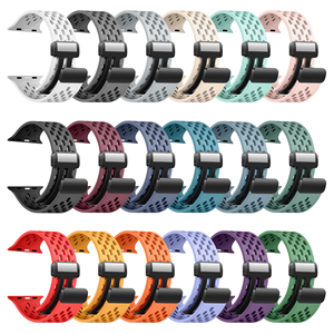 Cinturino Sportivo Traspirante in Silicone Morbido con Fibbia Magnetica Pieghevole per IWatch Serie 9, Ultra <span class=keywords><strong>2</strong></span>, SE, Ultra, 8 7 6 5 4 <span class=keywords><strong>3</strong></span> <span class=keywords><strong>2</strong></span> - Product Image 1
