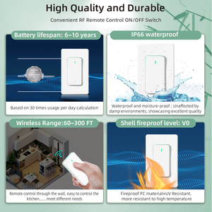 <span class=keywords><strong>Kit</strong></span> de interruptor receptor inalámbrico DC 12V 24V IP66 PC ignífugo Panel de luz separado interruptores de Control remoto para puerta de persiana enrollable - Product Image 4