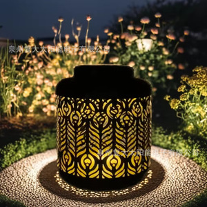 Solar Garden Lantern <b>Led</b> Iron Art Hollow Outdoor <b>Light</b> Moroccan Style Water Resistant Free Standing 2 Year Warranty - Product Image 1