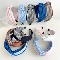 Nouveaux bandeaux noués en tissu à carreaux pied-de-poule, accessoires pour cheveux à carreaux croisés, bandeau large pour femmes