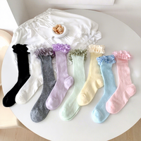 Chaussettes mi-mollet respirantes pour femmes, style Lolita, ajourées, avec bordure en dentelle blanche, fines, en résille, avec nœud, style japonais Cos JK Princesse, pour le printemps