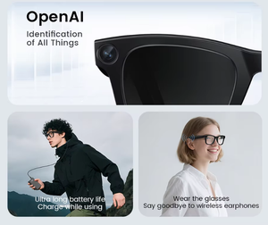 Gafas <span class=keywords><strong>de</strong></span> Sol Inteligentes E02 con Cámara 4K, Control por Voz, Carga Magnética, Resistentes al Agua IPX-4, para Video <span class=keywords><strong>Chat</strong></span> y Música, Gafas con IA - Product Image 3