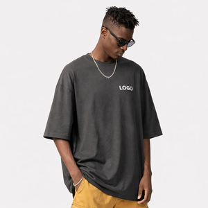 Camiseta Vintage Lavada Extra Grande Personalizada, Estilo Urbano, MOQ Bajo, Logotipo Personalizado, Ropa para Hombre, OEM, ODM - Product Image 1