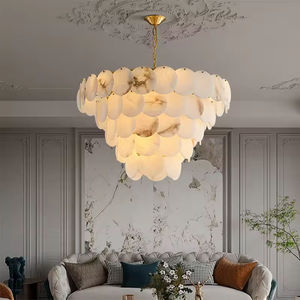 Zeal Lighting Brass Alabaster Pendant <b>Lights</b> Kitchen Copper Spanish Marble Lighting <b>Chandelier</b> Living Room - Product Image 1