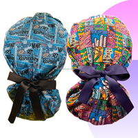 Bonnet chirurgical en coton imprimé avec bouton, pour cheveux longs, réglable, pour femmes, accessoires de soins de beauté, hôpital