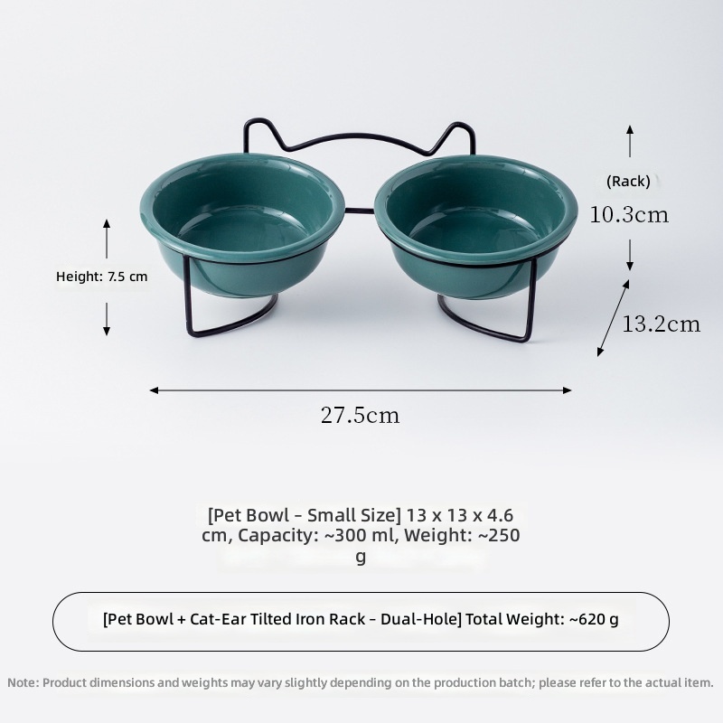 Bol inversé-vert foncé double trou oreille de chat fer-noir