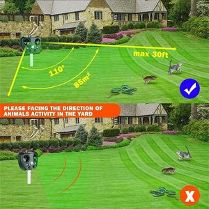 Saijzek AMZ Top vente OEM ODM ROHS répulsif à chat à énergie solaire épouvantail intelligent répulsif à ultrasons pour animaux sauvages - Product Image 3