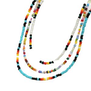 Collar de cuentas de arroz colorido tejido bohemio-Cadena de clavícula elegante para mujer, joyería de declaración Boho Chic - Product Image 1
