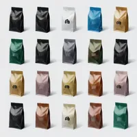 Sachets de café personnalisés refermables en Mylar de 100g, 250g, 500g, avec valve et fermeture éclair, pour café torréfié, marque privée