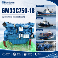 Prix d'usine SCDC WEICHAI Série 6m33 552kw 750hp 1800RPM Moteur marin 6M33C750-18 pour bateau de pêche, bateau de travail, remorqueur