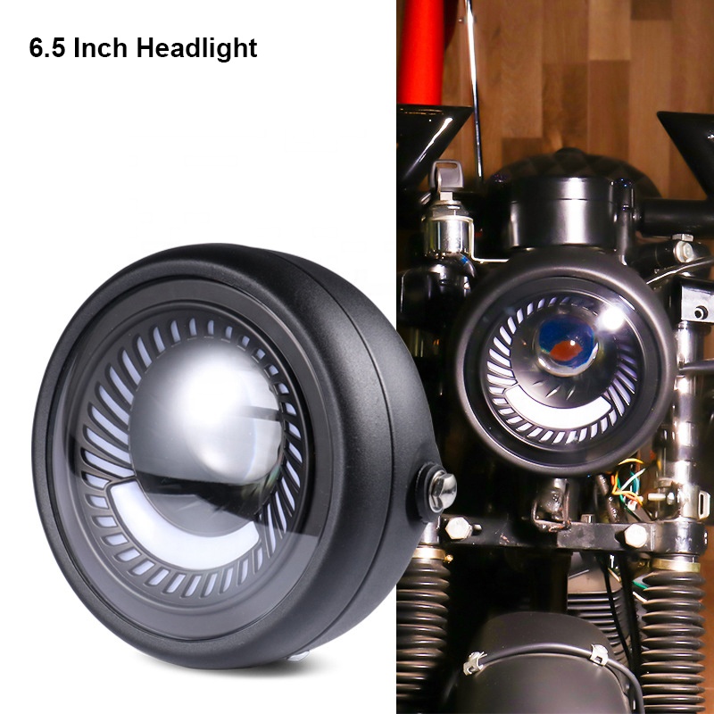 Винтажный стиль DC 12V 6,5 ''дальний и ближний свет DRL светодиодная круглая мотоциклетная фара прожектор для Harley Cafe Racer Bobber