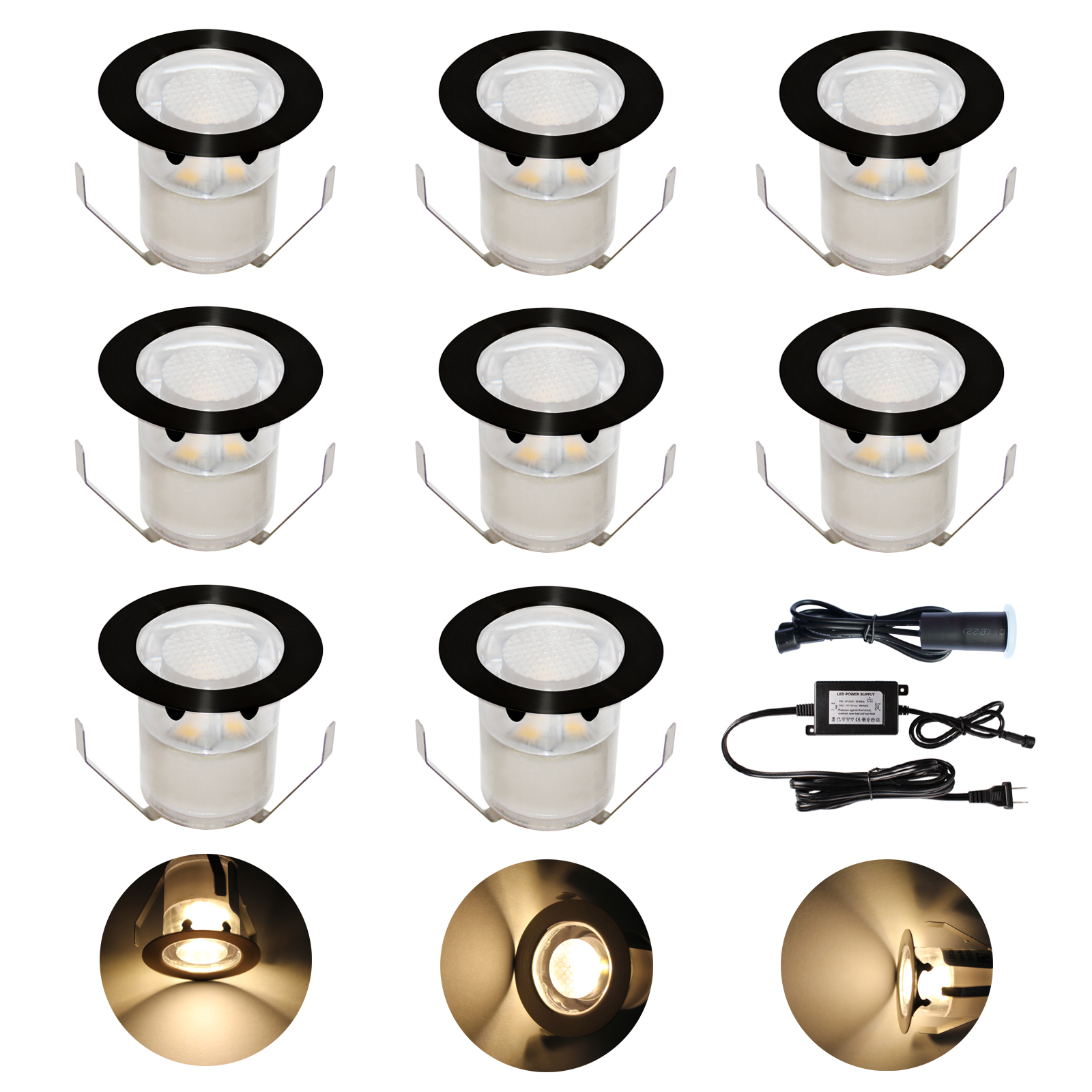 12V 1W RGBW Wifi Adjustable Outdoor Buried Floor Round Step Inground  Garden Led Deck Lights with black finishing