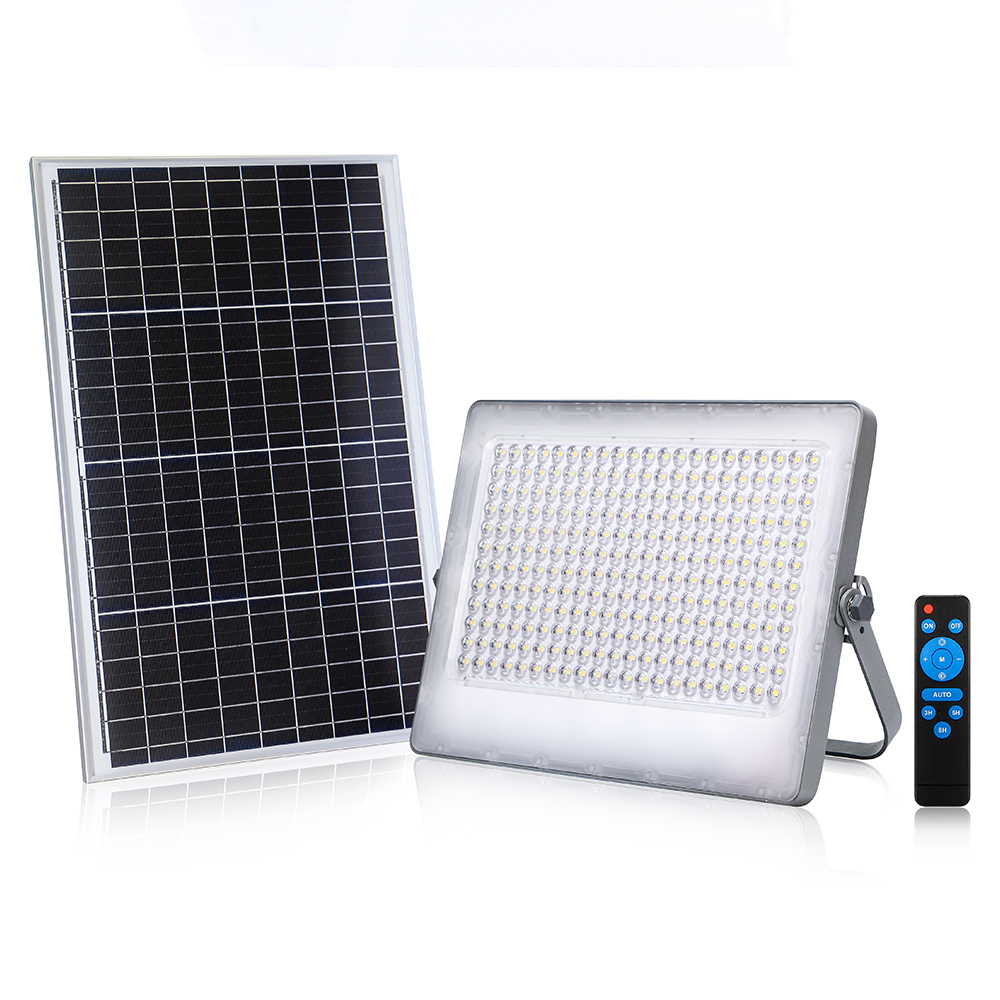 KCD wholesale price all in one outdoor angel dual led warehouse solar flood light warm white 300w with remote control