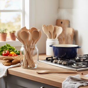 Confezione di cucchiaio da cucina a punta in legno da 30cm di 300-strumento da cucina essenziale - Product Image 3
