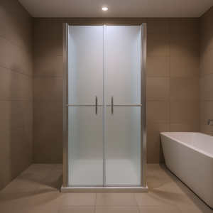 Puerta de Ducha Esmerilada de 37.8x74.8 Pulgadas con Marco Plateado, Puerta Corredera para Baño, Vidrio Templado de 8 mm, Diseño Minimalista - Product Image 2