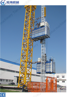 Palans de levage de chantier personnalisés en usine à double cage 2000 kg avec moteur et boîte de vitesses pour bâtiments de grande hauteur, utilisation extérieure, système crémaillère et pignon