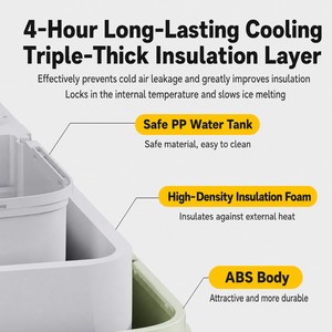 Máquina de Hielo Pequeña Portátil para Electrodomésticos, Cubos de Hielo Cuadrados Grandes, Producción de 16 kg, Máquina para Hacer Hielo para Negocios - Product Image 4