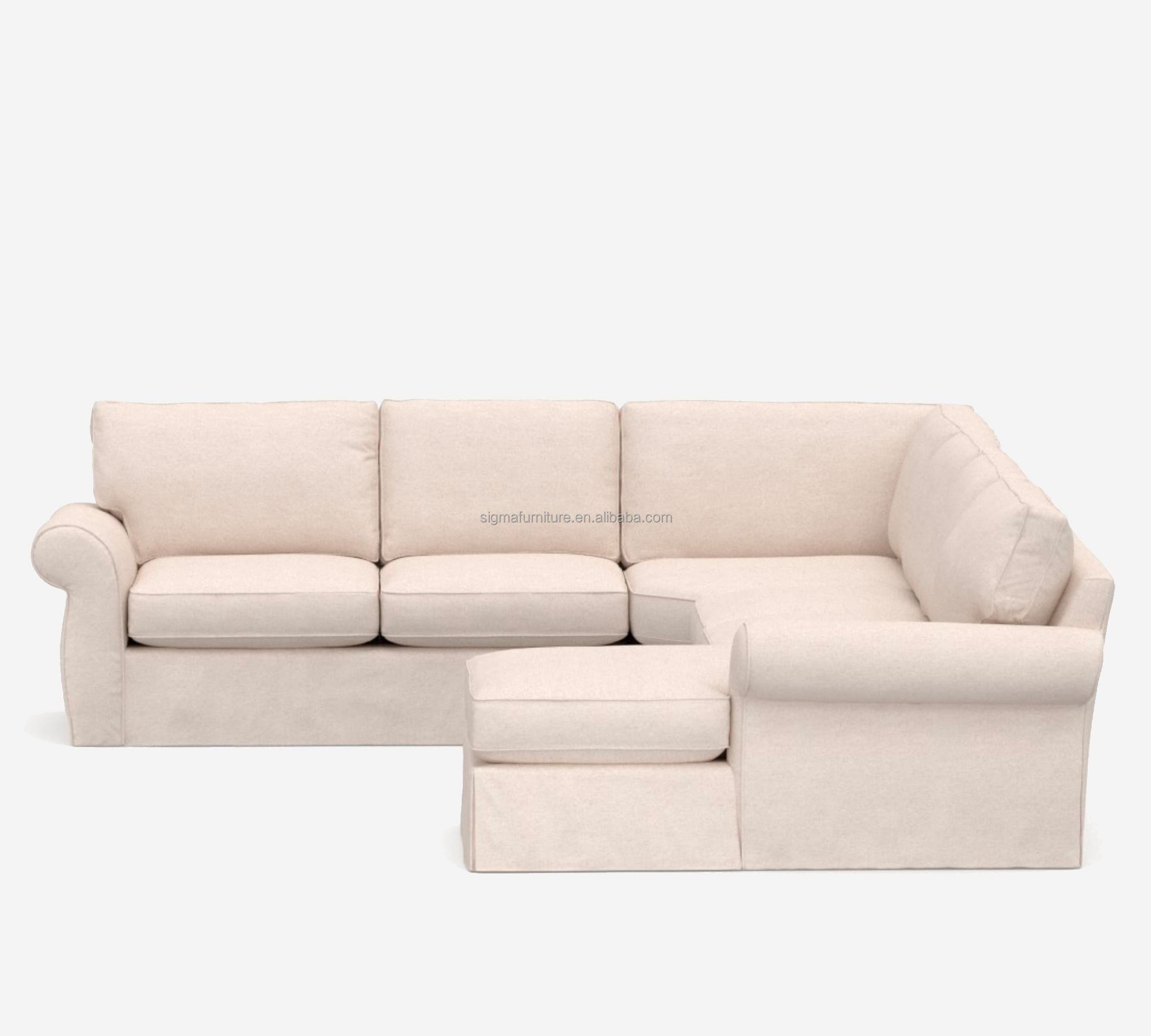 Luxury modern sectional L-shape coach fabric sofa set modular with Corner sofa and chaise sofa bed