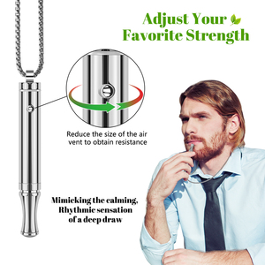 Stainless Steel Stop Smoking Relief Calming Mindfulness Vagus Nerve Exercise Mindful Reuseable Breathing <b>Necklace</b> <b>Long</b> <b>Chain</b> - Product Image 4