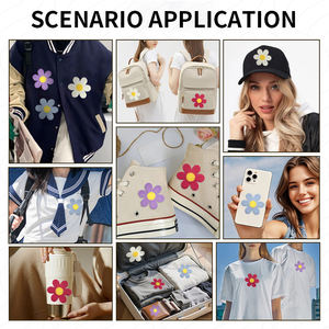 Patch brodé thermocollant petite fleur en <span class=keywords><strong>tissu</strong></span> éponge, patchs brodés fleurs pour sacs et chapeaux. - Product Image 4