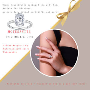 Anello <span class=keywords><strong>Solitario</strong></span> in <span class=keywords><strong>Argento</strong></span> Sterling 925 Placcato Platino con Moissanite Taglio Ovale 4.5CTW, Design Elegante per Donna, Idea Regalo - Product Image 5