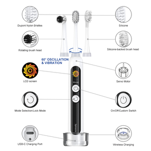 Gusto 3 in 1 spazzolino da denti Spinsonic personalizzato spazzolino elettrico automatico ricaricabile Smart Sonic spazzolini elettronici - Product Image 6