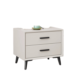 <span class=keywords><strong>Table</strong></span> <span class=keywords><strong>de</strong></span> <span class=keywords><strong>chevet</strong></span> convertible minimaliste en bois massif <span class=keywords><strong>gris</strong></span> avec 2 tiroirs, accents en cuir, design moderne pour meubles <span class=keywords><strong>de</strong></span> chambre à coucher - Product Image 2