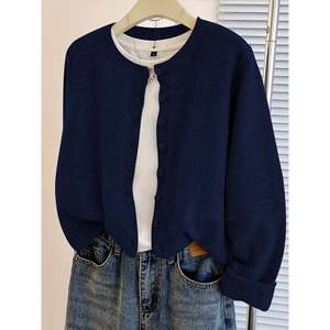Light Grey <b>Button</b> Front Long Sleeve <b>Cardigan</b> Women's Casual Wear - Product Image 4