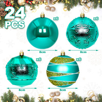 Boules de Noël en gros pour la décoration de l'arbre de Noël, 24 pièces, boules brillantes en plastique à suspendre, décorations de fête de Noël, ornements pour l'arbre de Noël