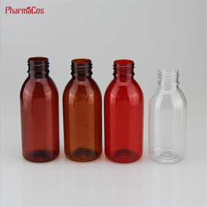 syrup plastic bottle amber color for pharma usage new design cough bottle