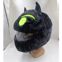 Housse de casque intégral en peluche avec cornes de diable mignonnes, coupe-vent et élégante, pour casques de moto sportifs, en polyester, modèle TKZS-005