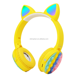 Tonghan-<span class=keywords><strong>auriculares</strong></span> inalámbricos para niños y niñas, cascos populares con orejas de gato rosa - Product Image 3