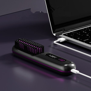 Produits pour la maison intelligente : Lisseur sans fil, peigne chauffant professionnel pour lisser les cheveux, fer à lisser ionique - Product Image 3