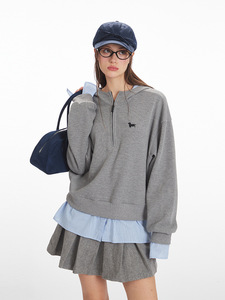 HeyHenry <span class=keywords><strong>felpa</strong></span> Casual a due pezzi con cappuccio e mezza Zip 2025 giacca ampia autunnale - Product Image 3