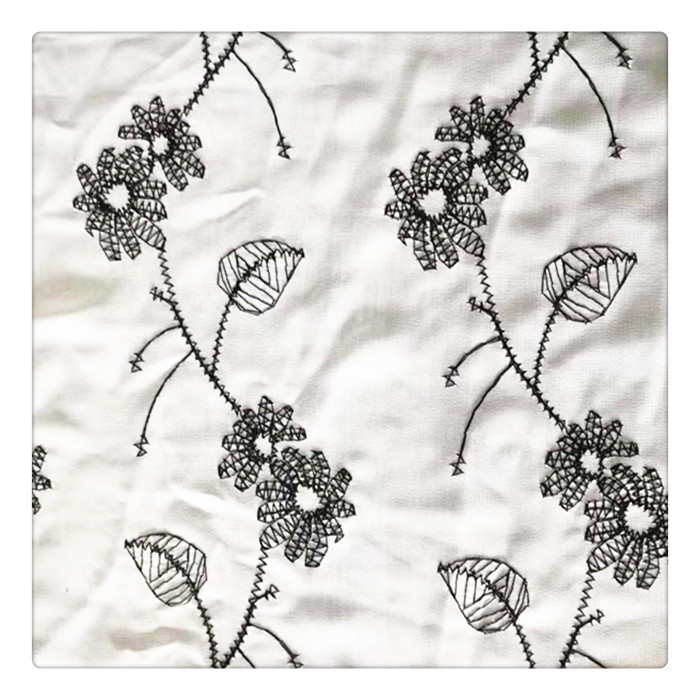 new design wholesale chiffon white floral lace fabric embroidery lace polyester fabric for dresses