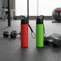 Bouteille d'eau pliable en silicone avec logo personnalisé, sans BPA, pour les sports de plein air
