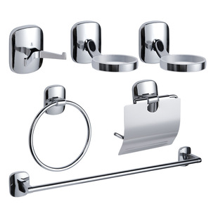 Walter Bath Hardware Set Chrome Wall-Mounted Six-Piece Bathroom Kit Towel Rack Tissue Holder Towel Ring Soap Dish - Product Image 1