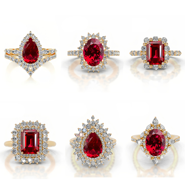 Lab Grown Ruby Emerald Cut 925 Sterling Silver 18K Gold Plated Luxury Wedding Gift Ring Premium Craftsmanship Timeless Elegance