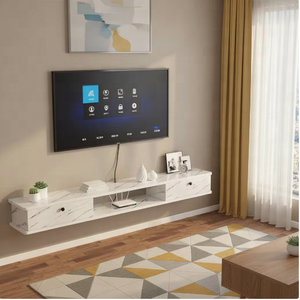 Meuble TV mural avec étagère suspendue, design contemporain et moderne, installation facile, idéal pour maisons de ferme, locations et projets de mobilier en gros - Product Image 3