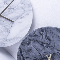 Horloge Murale en Marbre Blanc, Cadeau Simple et Élégant, Horloge Ronde, Décoration d'Hôtel, Mini Carara