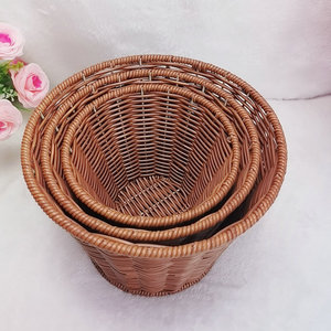 Round Woven Storage <b>Basket</b> Handmade Food Container Fruit Vegetable Snack <b>Basket</b> Desktop Display <b>Basket</b> - Product Image 4