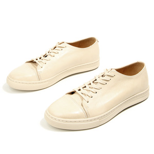 Off White <b>Leather</b> <b>Sneakers</b> Lace Up Solid Color Breathable Youth Casual Shoes - Product Image 3